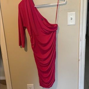 Hot pink one shoulder dress